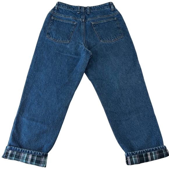 L.L. Bean Flannel Lined Women's Blue Jeans Size 12 Petite Original Relaxed Fit - Picture 2 of 7